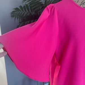 Sugarlips Hot Pink Blouse with Flared Sleeves size Large EUC🩷